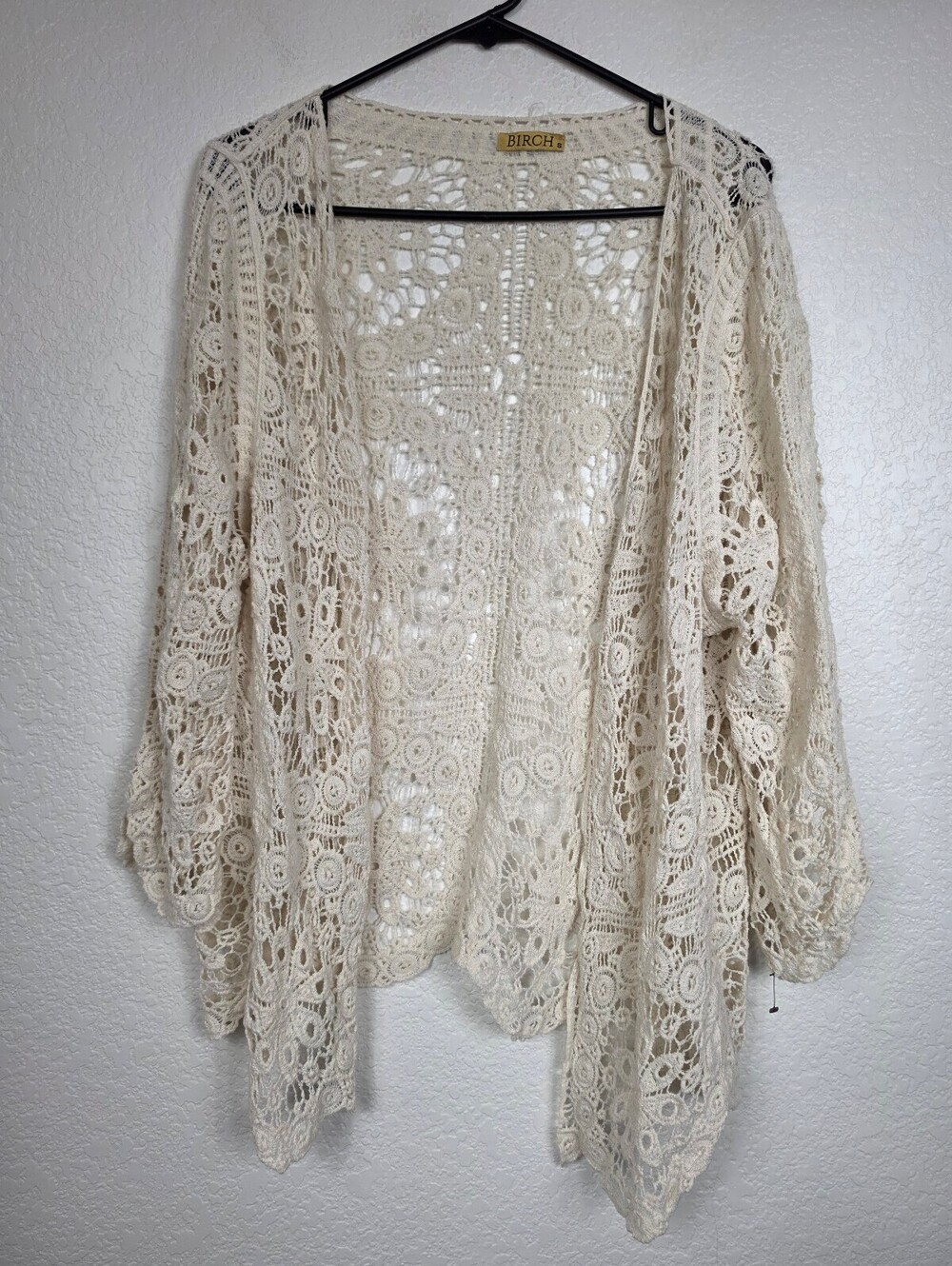 Birch Open Knit Cream Cardigan Sweater Small